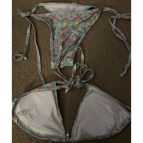 TASHEHE String Bikini High Leg Cut/Triangle Removable Pads Geometric Size S - Picture 12 of 14